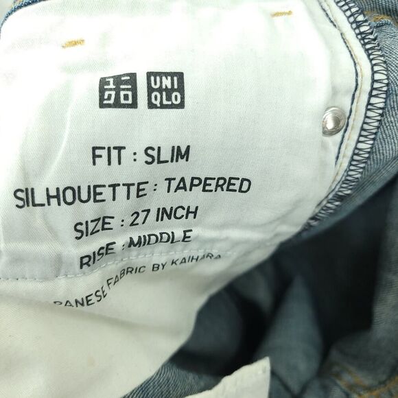 Uniqlo Blue Mid Rise Slim Boyfriend Jeans Size 27 Tapered - Picture 7 of 8